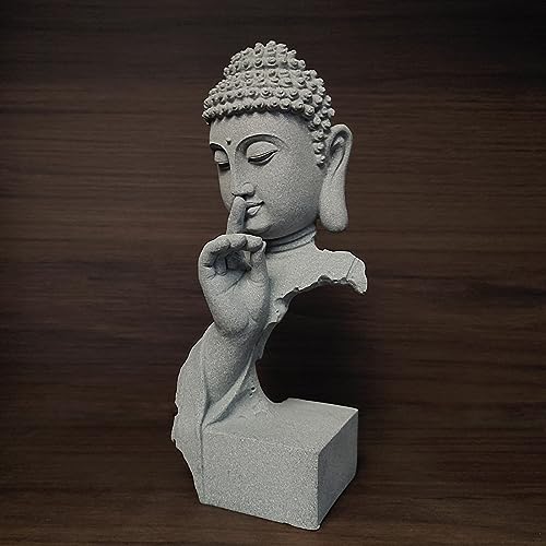 livelyfish Meditating Buddha Statue Zen Garden Statues Sandstone Thinker Buddha Sculpture Figurine for Fish Tank Aquarium Home Decorations, Gift (Medium) - size: Medium