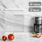 Tempered Glass Cutting Board Set for Kitchen Counter - Dishwasher Safe with Juice Grooves, Non-Slip Silicone Edges & Beveled Grip - 16"x12" & 12"x8" Serving Tray (White-2PCS) - color: White-2PCS