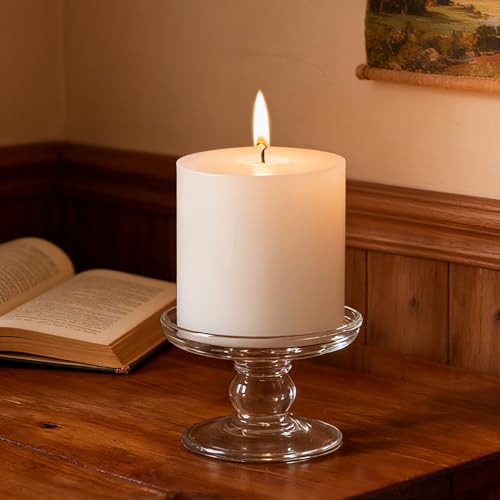 4x4 Inch White Pillar Candles, 2 Packs, 200-Hours Long Burning Time Totally, Unscented Large White Candles for Mantel Decor, Home Holiday Table Decor, Smokeless & Dripless - size: 4x4