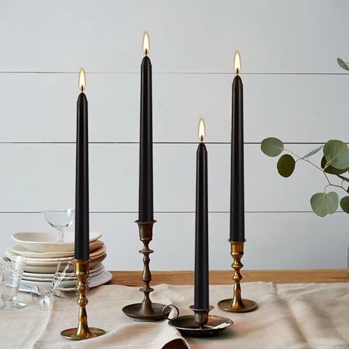 YOROXRG 24 Pack Black Taper Candles, 7-8 Hours Burn Time, Unscented, Smokeless and Dripless, 0.75 x 10 Inch Dinner Candle Set for Halloween, Household, Wedding, Party and Home Décor Candlesticks - color: Black-24