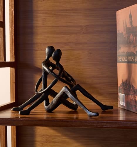 Embracing Couple Iron Sculpture, Romantic Love Metal Decor, Wedding Anniversary Engagement Valentine’s Day Gift - style: Embracing Couple