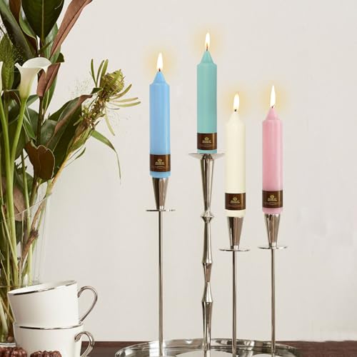 NJAO HOO Candy Colored Short Taper Candle 7 Inch Candlesticks Unscented Dripless Tapered Candle Set for Home Decor Wedding Party Dinner Candles, 4 Pack - color: Candy, size: 7 In