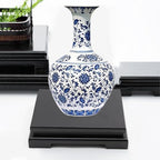 MDEOOSKY Wooden Display Stand - Rectangle Wood Display Base with Risers - Vase Riser, Teapot, Aquarium Lamp Base - Home Decoration - 7.67" W x 6.29" D x 1.69" H (Black)
