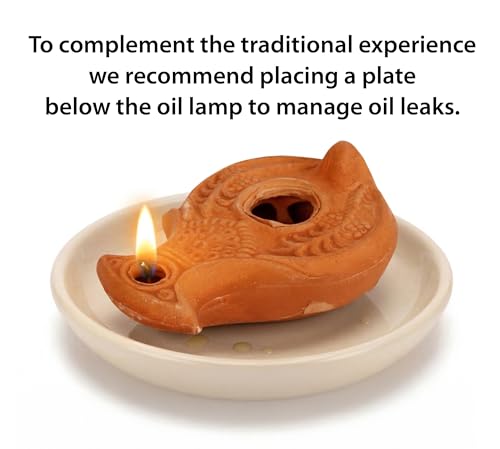 Christian & Jewish Holy Land Oil Lamp with Widow’s Mite Coin – Unique Handmade Gift of Faith - color: Herodian - Biblical Wise Virgins oil lamp