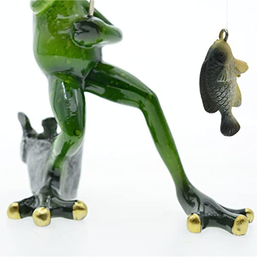 Queemie® Funny Fishing Frogs Statues, 2pcs Mascot Animals Ornaments Anglers Lovers Collectible Figurines Sculptures for Outdoor Lawn Yard Garden Home Office Desk Decoration