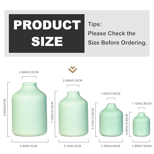 Sunddo Green Ceramic Vase for Home Decor, 7 Inch Modern Decorative Vases, Minimalist Flower Vase for Living Room, Bookshelf, Bedside Table Decor, Nightstand, Wedding Table Decoration - color: Light Green, size: 7 inch