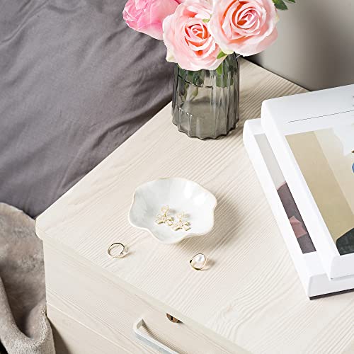 Jewelry Dish Tray, Ring Dish, Ceramic Trinket Tray, Key Bowl, Decorative Plate, for Friends Sisters Daughter Mother (Milky White) - color: Milky White