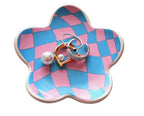 Teen Girls Gifts Trendy Stuff Preppy Room Decor Bedroom Decor Aesthetic Dorm Decor Aesthetic Stuff Checkered Jewelry Tray - style: Blue and Pink Wavy Checkered
