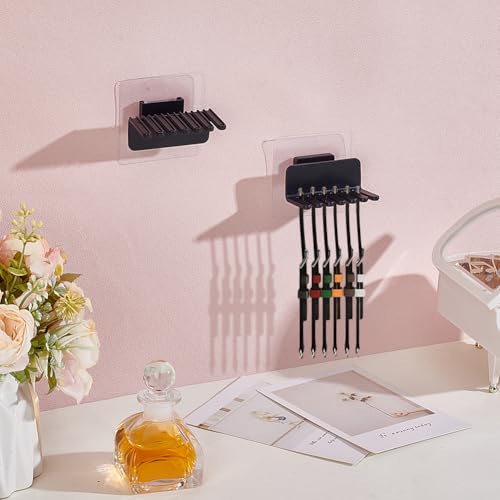 AHANDMAKER Watch Band Holder Organizer Wall Mount Durable Plastic Compact Stand Rack Tray Storage for Home Office Men Women Watch Accessories Desk Decorations - color: Black
