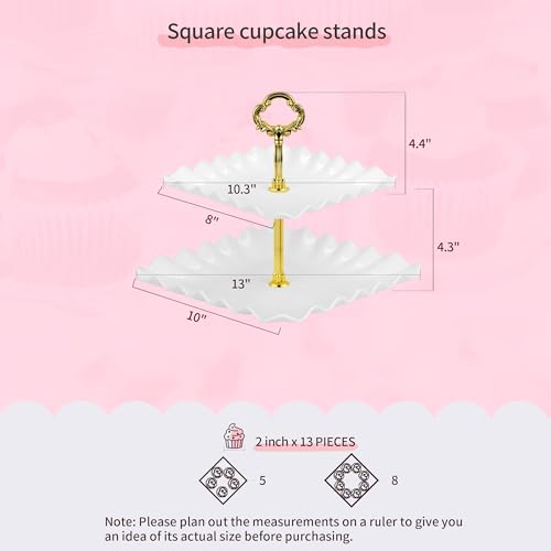 Pack of 10 NWK Cake Stand Set, with 3 x Two-Tier and 3 x Three-Tier Cupcake Stands, 4 x Appetizer Trays, 1 x Tablecloth for Birthday Bridal Baby Shower Party (Gold) - color: Gold