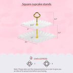 Pack of 10 NWK Cake Stand Set, with 3 x Two-Tier and 3 x Three-Tier Cupcake Stands, 4 x Appetizer Trays, 1 x Tablecloth for Birthday Bridal Baby Shower Party (Gold) - color: Gold