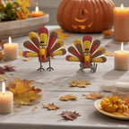 6 Pack Metal Turkey Tealight Candle Holders Thanksgiving Tea Lights Candle Holders Turkey Tea Lights Thanksgiving Decorations Home Table Decoration