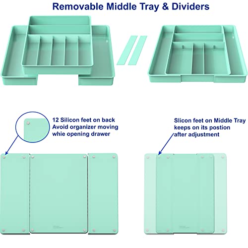 Simple Houseware Expandable Kitchen Drawer Flatware Organizer, Turquoise - color: Turquoise