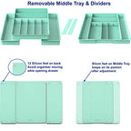 Simple Houseware Expandable Kitchen Drawer Flatware Organizer, Turquoise - color: Turquoise