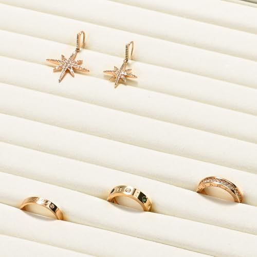 11 Slots Microfiber Ring Earrings Trays Jewelery Tray Ring Earrings Organizer Tray For Rings, Earrings, Coins, Brooches Organizer (White) - color: Beige, size: 11 Slot
