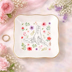 Pofily Personalized Ring Dish for Mom, Custom Jewelry Dish Holder, Ceramic Ring Holder Tray with Gold Trim, Mothers Day Gift for Mom, New Mom Gift, Engagement Gift for Her - color: Design 04