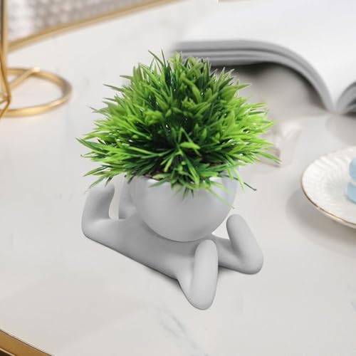Zerzsy Faux Succulents in Cement Pots Potted Mini Fake Plants for Desk Decoration, Kitchen Shelf Decor, Office Decor for Women, Bathroom Shelf Plant Decor - Set of 1 - color: Cement Gray-a