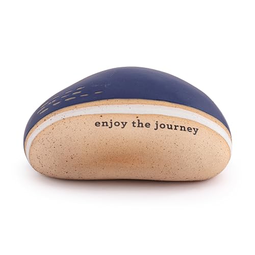 DEMDACO Inspired Everyday Collection Enjoy The Journey Dragonfly 2-Toned Blue and White 4.5 x 3 Stoneware Decorative Garden Stepping Stone Patio Walkway Sculpture Yard Art - style: Inspired Stone - Journey