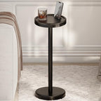 BLUEWEST Drink Table, 22" Tall Compact Side Table with Phone Slot and Weighted Base, Durable Pedestal Table Accent for Living Room, Bedroom, or Office, Cocktail and Martin (1, Black) - color: Black