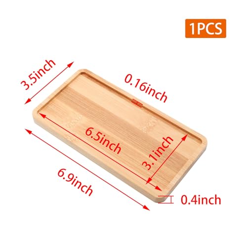 Rectangular Bamboo Tray – 6.9” × 3.5” Outer Size, 6.5” × 3.1” Inner Size, Natural Decorative Organizer for Bathroom, Vanity, Toilet Tank Top, Desk, Entryway or Kitchen Use. - style: Rectangle 6.9x3.5”