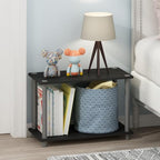 Furinno TURN-N-TUBE Side Table, 2-Tier Modern Rectangle End Table with Open Shelf, Night Stand, Bedside Table, Toolless Assembly, for Living Room, Bedroom, Black - color: Black/Grey, size: 1-Pack