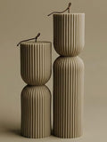 LAWA Hourglass Pillar Candle - Large Beautiful Handmade Pillar Scented Soy Wax Candle Elegant Bubble Aesthetic Candle Housewarming Gift Home Room Shelf Decor Idea Olive Beige (Set of 2) - color: Olive Beige