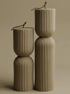 LAWA Hourglass Pillar Candle - Large Beautiful Handmade Pillar Scented Soy Wax Candle Elegant Bubble Aesthetic Candle Housewarming Gift Home Room Shelf Decor Idea Olive Beige (Set of 2) - color: Olive Beige