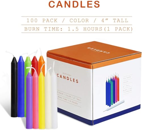 YOROXRG 100 pcs Spells Chime Candles Unscented Assorted Colors Mini Taper Candles | 4" Tall x 1/2" Diameter | Great for Casting Chimes, Rituals, Spells - color: Colors-4" 100