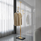 Gold Coat rack,Sturdy coat tree freestanding heavy duty with Marble Base,Metal standing coat rack for Bedroom,Entrance,Modern coat hanger stand for Coats,Hats,Bags(gold) - style: gold-tree hook