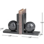 Deco 79 Marble Geometric Sleek Orb Bookends with L- Shaped Bases, Set of 2 6" W, 7" H, Black - color: Black, size: 6"W, 7"H