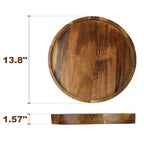 Acacia Wood Round Serving Tray, 13.8" Charcuterie Board with Rim, Decorative Centerpiece for Ottoman, Coffee Table, Couch, Kitchen Island, Round Serving Platter, 1 Pack