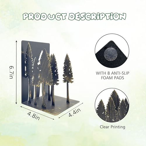 Forest Decor - Charming Pine Tree Decor Bookends, Tree Decor Book Ends for Shelves – Ideal for Nature Lovers - color: L