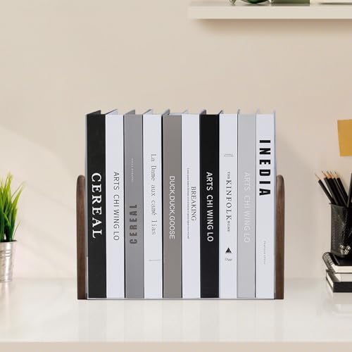 Book Ends, Sturdy Wooden Bookends for Shelves - Heavy Duty Non-Slip Book Organizers, Decorative Bookend Holders for Home Office, Library, Black Walnut Universal Economy Bookend, Medium, 1 Pair - color: Black Walnut, size: Medium