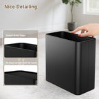 Small Bathroom Trash Can 2.4 Gallon Wastebasket, Slim Metal Garbage Can Matte Black Stainless Steel Trash Bin for Bedroom,Office,Kitchen,Toilet, rv, Near Desk, Under Sink - color: Black