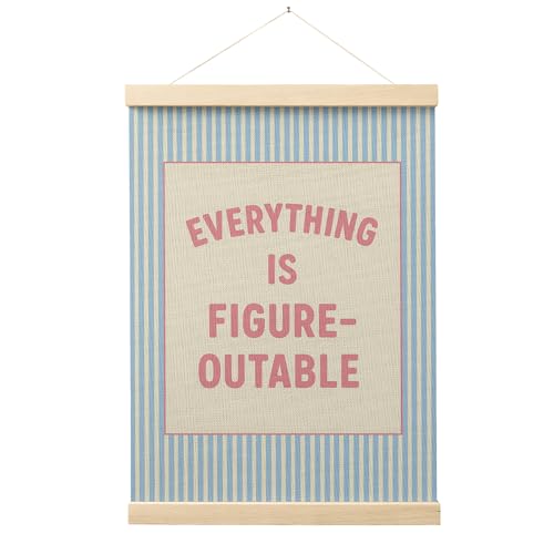 FGFK Everything Is Figureoutable Positive Affirmations Wall Art Poster Hanger Frame, Preppy Pink and Blue Inspirational Canvas Prints Framed Wall Decor for Office Classroom Home Bedroom, 12x16 Inch - color: Preppy Pink and Blue