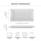 14 inch Ceramic Serving Platter - Rectangular Serving Trays Set of 4, Large Embossed Plates, Porcelain White Platters for Steak, Appetizer, Dessert, Tacos, Housewarming, Oven Dishwasher Safe