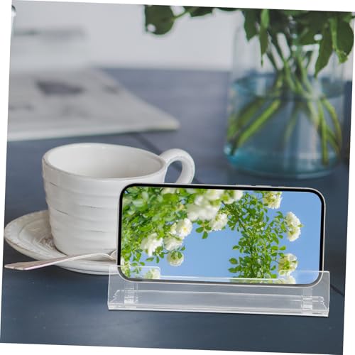 TEHAUX Transparent Acrylic Tablet Holder Minimalist Display Stand for Mobile Phones and Game Consoles for Office Desk and Home Decor Sturdy and Portable Design