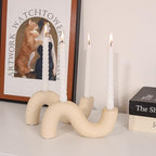 Ceramic Candle Holder Set of 2,Modern Taper Candlestick Holder for Dining Table Living Room Wedding Decor,White Candelabra for 2 Taper Candles