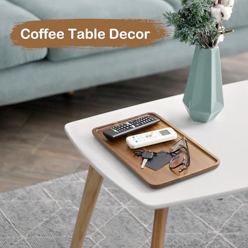 14 Inch Acacia Wood Serving Tray – Rectangular Wooden Decorative Tray for Food, Appetizers, Snacks, Desserts, Coffee Table, Bathroom, Entryway, Vanity, Home Decor Organizer - size: 14 Inch