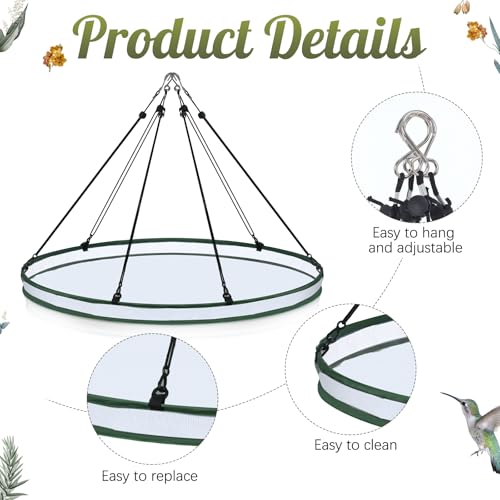 FoldTier 2 Pieces 30 Inch Universal Wild Bird Seed Catcher Hanging Hoop Platform Bird Seed Catcher Tray for Hummingbird Feeders Bee Feeder Outdoor Garden Accessories