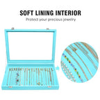 Vicoter Velvet Necklace Display Jewelry Tray 20 Hook Necklace Tray Necklace Pendant Jewelry Tray for Women and Girls - color: Light Blue, size: 20 Hook