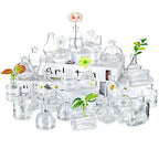 Hewory 2.3'' Mini Bud Vases: 28Pcs Small Clear Glass Vases Bulk for Wedding Party Table Accent - Tiny Decoration for Babies Breath Wildflowers