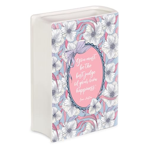 Steel Mill & Co Original Book-Shaped Decorative Vase, Ceramic Vases for Home Decor, Cute Bookshelf Decor, Unique Vase for Book Lovers (Small - Emma)