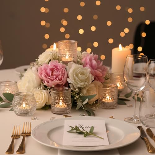 16 Pcs Clear Tealight Candle Holders for Table Centerpieces- Assorted Glass Votive Candle Holders for Wedding Centerpieces, Bridal Shower Decorations, Wedding Table Decor - color: Clear