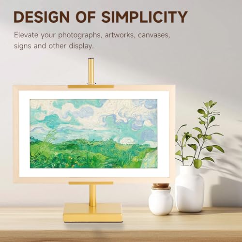 Adjustable Tabletop Easel Stand for Picture Frames up to 29" H - Metal Frame Holder Stand for Sign, Artwork, Canvas Display - Compact Black Small Easel Stands for Home Office Galleries (Golden)
