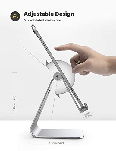 Lamicall Tablet Stand, Tablet Holder for Desk - Multi-Angle Adjustable Tablet Desktop Dock Gifts, Compatible with iPad Pro 11, 12.9, Air, Mini, Fire HD, Galaxy Tab, and Other 4-13" Tablets, Silver - color: Silver