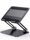 UGREEN Tablet Stand Holder for Desk Dual Rod Support Aluminum Tablet Holder Adjustable Multi-Angle Home Office Accessories Compatible with iPad Pro 13 12 11 10.5 Air Mini 5 4 3 2 Phone E-Reader Black - color: Black