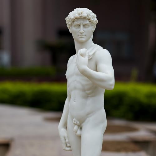 Veronese Design 20 1/8 Inch David by Michelangelo Resin Sculpture Painted Marble White Finish - size: Large