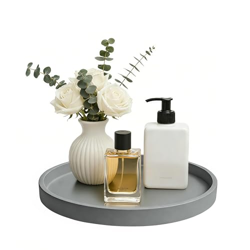 1 Pack 9" Bathroom and Vanity Tray, ABS Bathroom Counter Organizer, Coffee Table Decor for Perfume, Candles, Keys &More. Kitchen Countertop Organizer, Decorative Tray Soap Holder, Grey - color: Gray, size: 9"