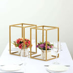Efavormart 2 Pack 12" Matte Gold Wedding Flower Stand Metal Vase Column Stand Geometric Centerpiece Vase - color: Gold, size: 2 Pack 12''